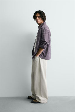 CAMISA RELAXED FIT CUADROS / Burdeos - Zara фото 4
