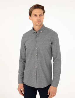 Рубашка Slim Fit с длинным рукавом серая