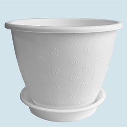 Цена за 3 шт. Горшок для цветов с поддоном «Цветочек», 1.2 л, d=15 см, пластиковый, белый