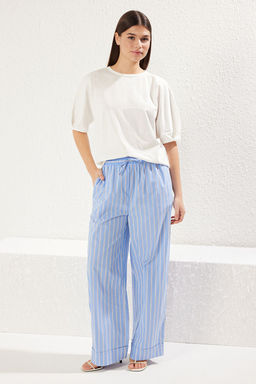 TRENDYOLMILLA Ac?k Sar? %100 Pamuk Balon Kol Oversize/Genis Kesim Orme T-Shirt TWOSS25TS00041  фото 2