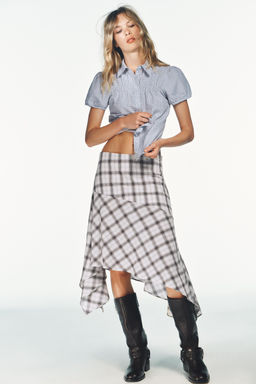 ASYMMETRIC CHECK SKIRT