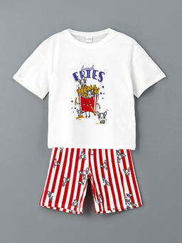 Bisiklet Yaka K?z ?ocuk ?ortlu Pijama Tak?m?