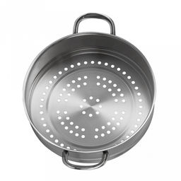 Пароварка (мантоварка) из нержавеющей стали Брилон 7л, д26см, h14см, s0,6мм, дно д23,5см, s4мм, три уровня h7,5см, стеклянная жаропрочная крышка, стальной обод, пароотвод, ручки из нержавеющей стали на сварке, капсулированное дно, полировка матовая - Домашняя мода фото 3