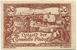 Банкнота 30 геллеров 1920 года Австрия  Пёндорф (нотгельд)