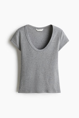 Camiseta acanalada con escote en U - H&m фото 3