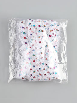 Тесьма гипюровая белая с пайетками 1.5 см, в упаковке 25 метров