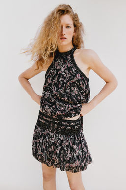 TOP HALTER ESTAMPADO LENTEJUELAS HILO METALIZADO / Multicolor
