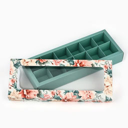 Цена за 5 шт. Коробка складная под 12 конфет «Цветы», 3.8×10.5×26.5 см