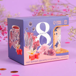 Подарочный набор «8 марта»: чай чёрный «ваниль и карамель» 50 г, кружка 300 мл.