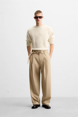 PLEATED TROUSERS WITH BELT