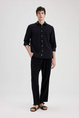 Yazl?k Viskon Jogger Pantolon Regular Fit Normal Kesim Keten Kar?s?ml? Duz Paca Cepli - Defacto фото 3