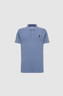 Erkek Slim Fit Polo Yaka _ndigo Basic Ti__rt