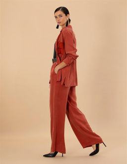 Kiremit Cupro Dokulu Wide Leg Pantolon - Pierre cardin фото 3