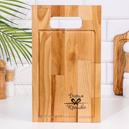 Доска разделочная Дарим Красиво «Прямая ручка», кровосток, 34×20×1.8 см