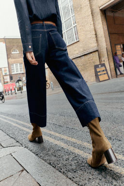 SPLIT SUEDE BLOCK HEEL ANKLE BOOTS - Zara фото 8