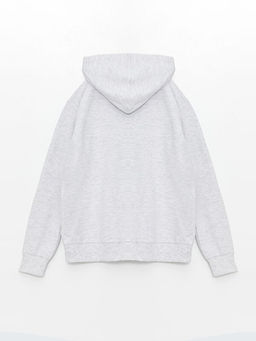 Kap??onlu Basic Uzun Kollu K?z ?ocuk Fermuarl? Sweatshirt