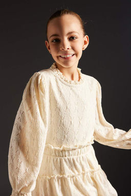 Футболка свободного кроя с длинными рукавами для девочек