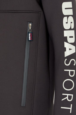 U. S. Polo Assn / Мужской вязаный кардиган с капюшоном антрацитового цвета - U.s. polo assn фото 7