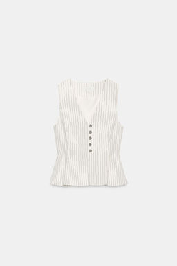 CHALECO RAYAS PEPLUM / Crudo / Negro - Zara фото 6