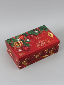 Коробка новогодняя подарочная «Елочные игрушки», 32.5×20×12.5 см