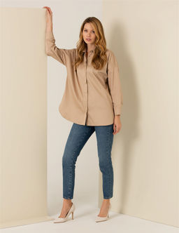 Bej Oversize Uzun Kollu G_mlek - Pierre cardin фото 3