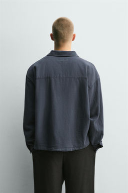 CAMISA POLO RELAXED FIT ALGOD?N - LINO / Petr?leo - Zara фото 3