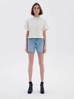 CONTE Футболка из футера со спущенной линией плеч и акцентными швами LD 2587 off-white