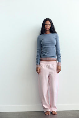 STRAIGHT-LEG PLUSH TROUSERS