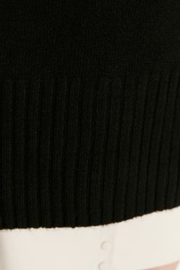 Siyah Genis Kal?p Yumusak Dokulu Basic Triko Kazak TWOAW23KZ00490