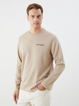 Bisiklet Yaka Uzun Kollu Bask?l? Erkek Sweatshirt