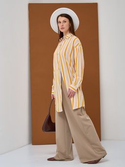 Платье-рубашка оверсайз из однотонного штапеля