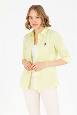 Женская неоново-желтая базовая рубашка с длинным рукавом Неожиданная скидка в корзине