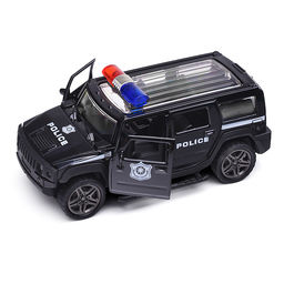 Чёрная инерционная служебная машинка с мигалкой die-cast,1:32, открывающиеся двери