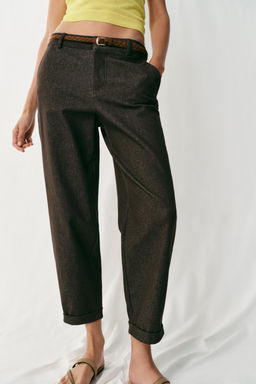 PANTAL?N CHINO CINTUR?N TRENZADO / Marr?n - Zara фото 2
