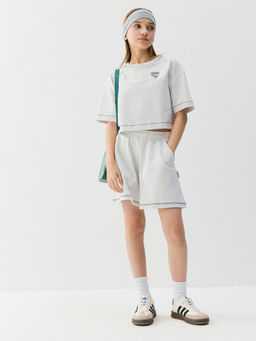 Юбка-шорты "Серый меланж" из футера 7+