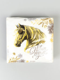 Цена за 2 шт. Салфетки бумажные «Золотая лошадь», однослойные, 24×24 см, 20 шт.