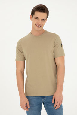 Erkek Regular Fit Bisiklet Yaka Haki Basic Ti__rt