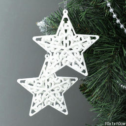 Елочное украшение Звезда 2 штуки/ ZT2023-087 /уп 250/1000/белый