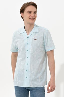 Мужская бирюзовая рубашка с коротким рукавом