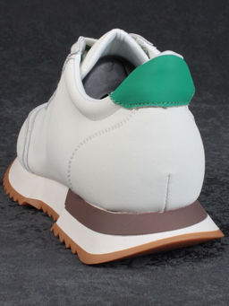 05-PDJ66-2 BEIGE/GREEN Кроссовки женские (натуральная кожа)