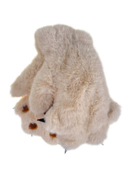 Молодёжные меховые зимние перчатки лапки , цвет бежевый