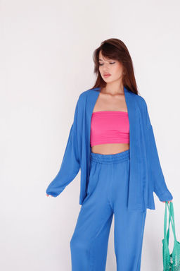 9513 Костюм из кимоно и брюк-палаццо в цвете электрик - Martichelli фото 26