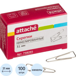 Скрепки Attache с отгибом,никелированные,треугольн,31 мм,негофрир,100 шт/уп  фото 2