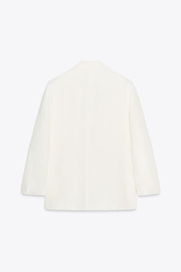 ZW COLLECTION DOUBLE-BREASTED LINEN BLEND BLAZER - Zara фото 3