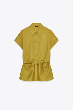 LINEN BLEND KNOT SHIRT - Zara фото 12