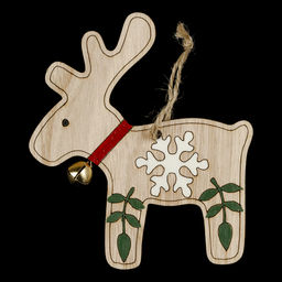 Цена за 1 шт. Украшение ErichKrause Decor Олень с колокольчиком 11см, дерево  фото 2