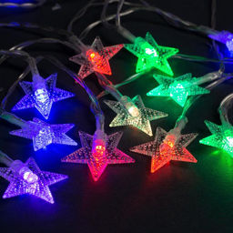 Гирлянда Нить 3 м с насадками Звёзды, IP20, прозрачная нить, 20 LED, от батареек АА?3, свечение мульти - Luazon lighting фото 2