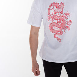 Футболка мужская «Дракон», белая, принт красный, размер 56