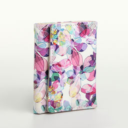 Кошелёк женский на кнопке, 10.5×2.5×8.5 см, с цветочным принтом, разноцветный