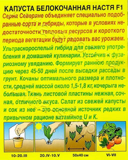 Капуста б/к Настя F1 0,1г (Аэлита)